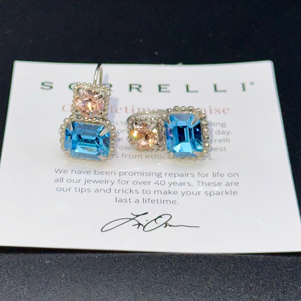 Sorrelli Aqua and Peach Crystal Earrings